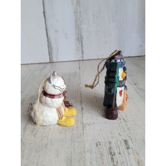 Rustic penguin scarf cat animal ornament Xmas set - Picture 2 of 5